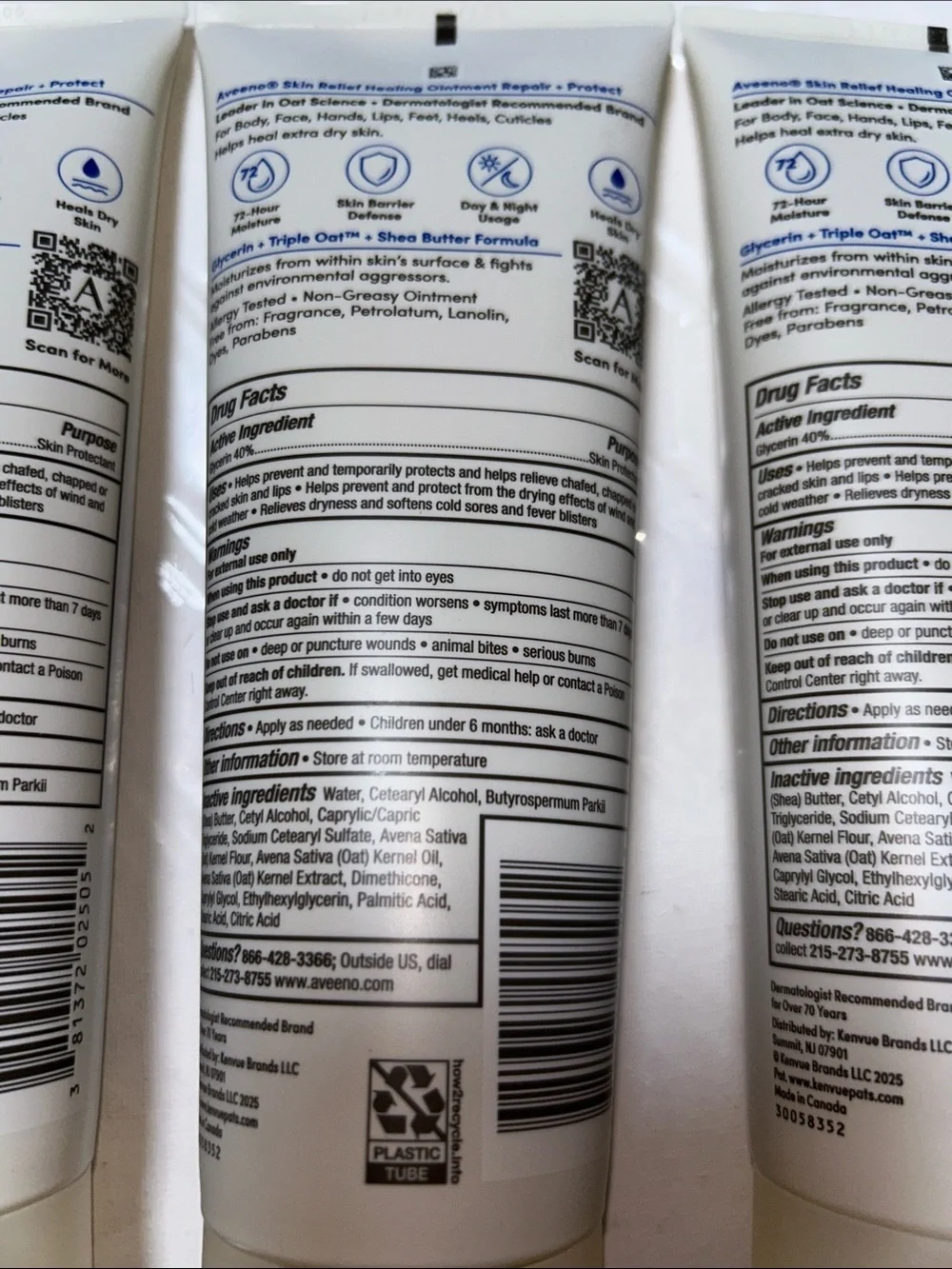 3x Aveeno Skin Relief Healing Ointment